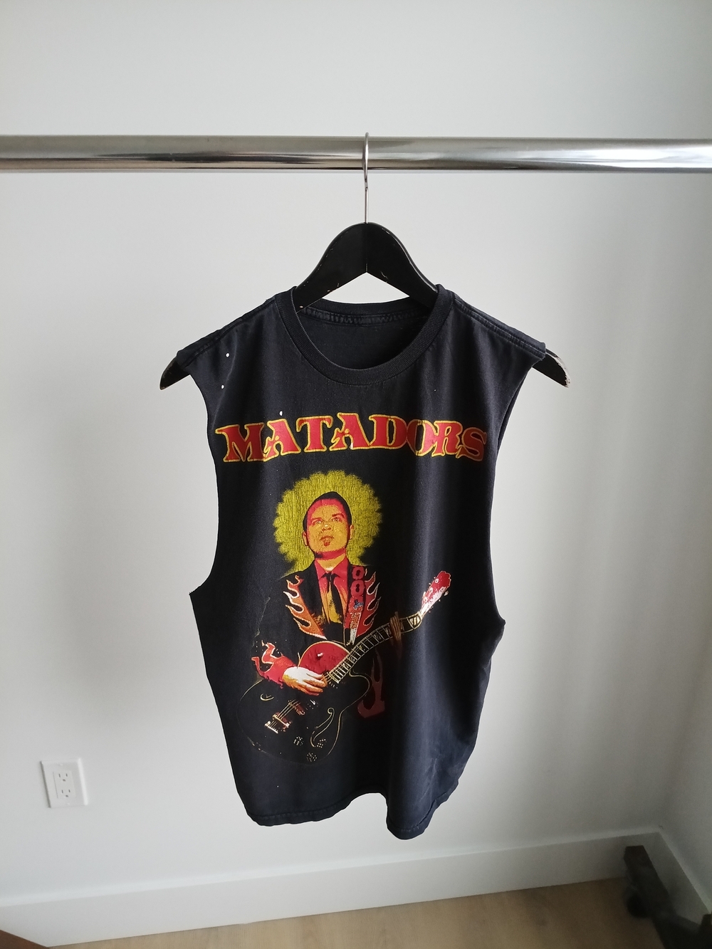 Y2K Matadors Graphic Cut Off Sleeveless Tee Black Unisex Medium